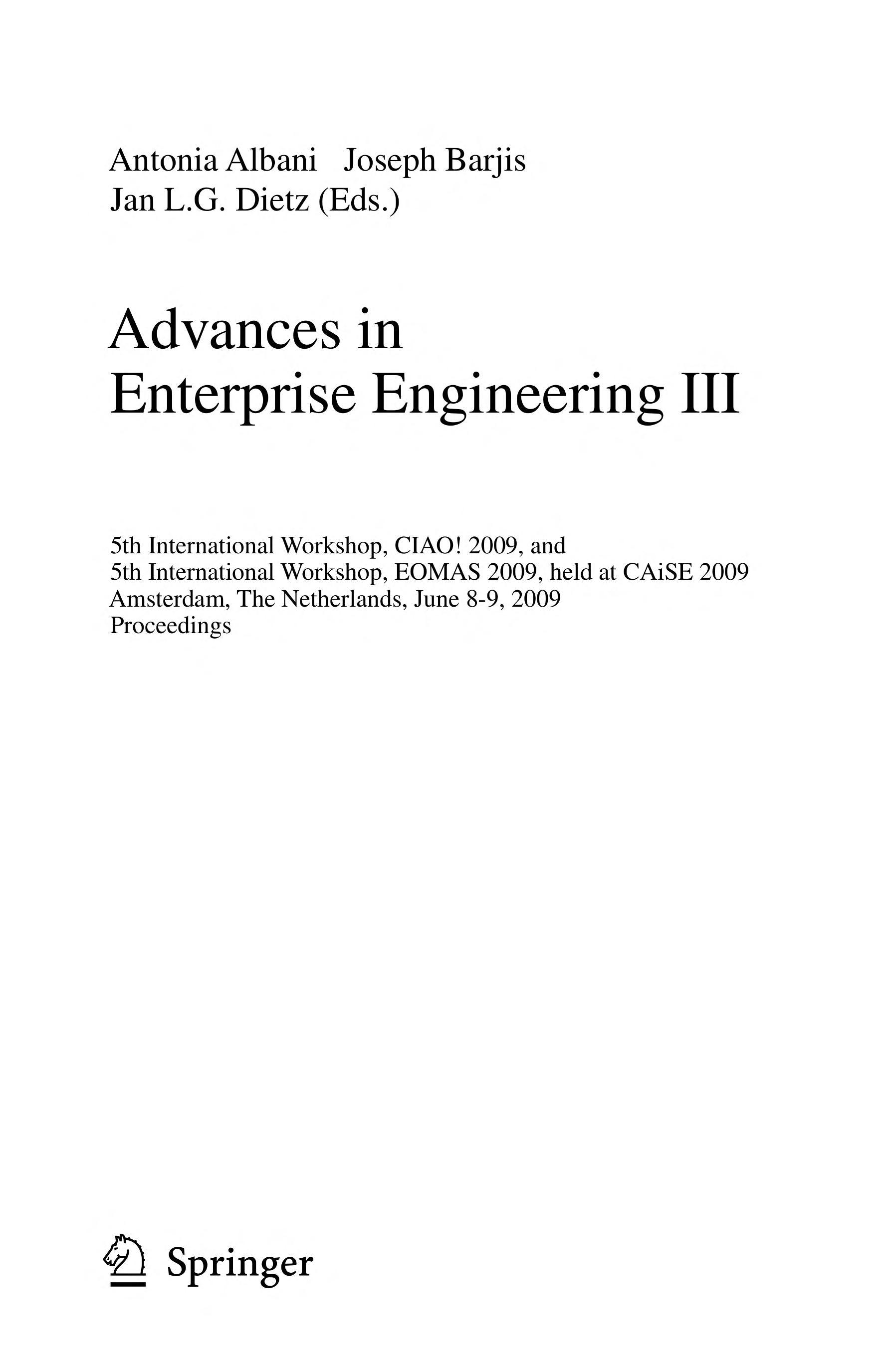 Advances in Enterprise Engineering III