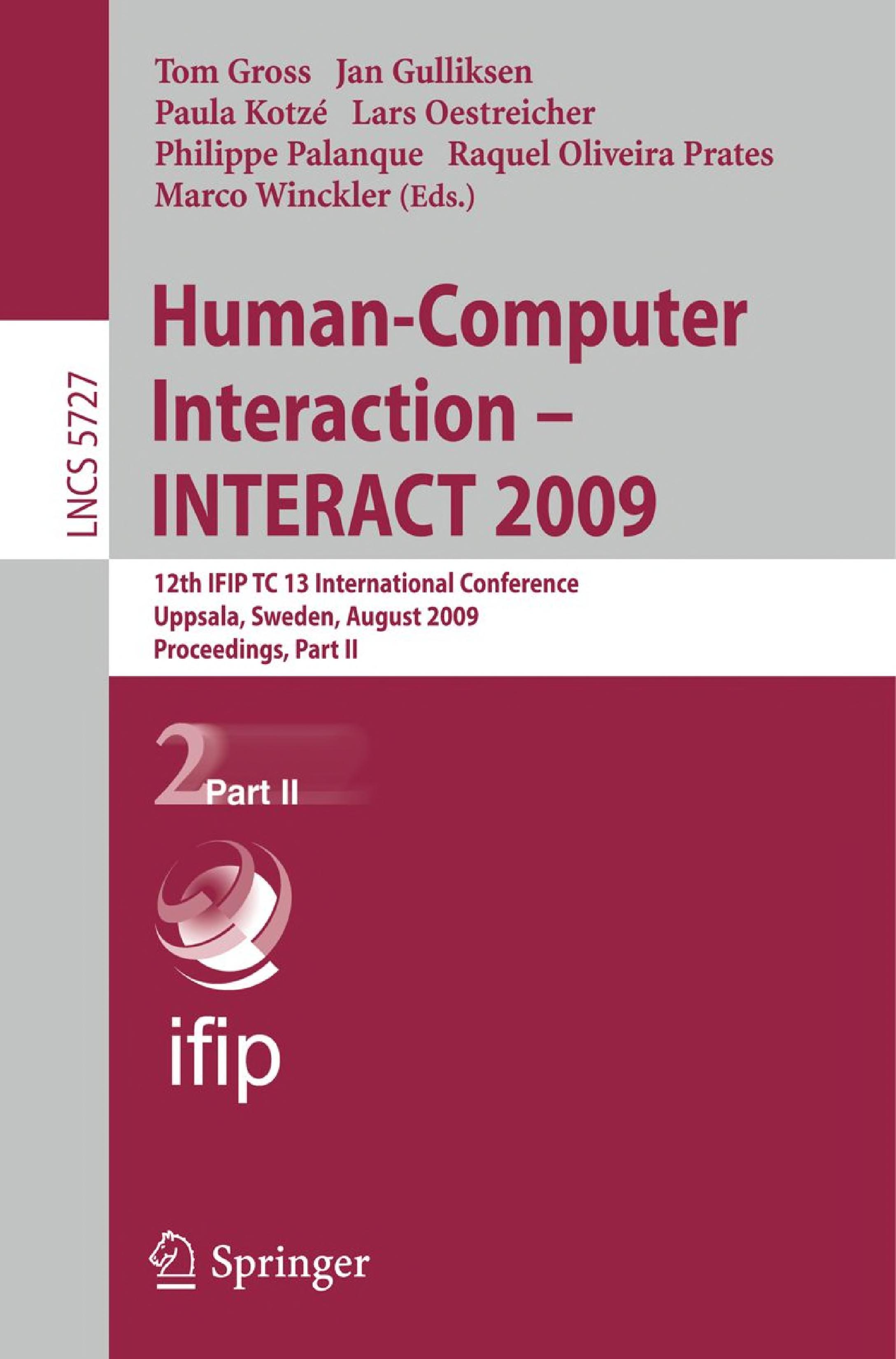 Human computer interaction INTERACT 2009
