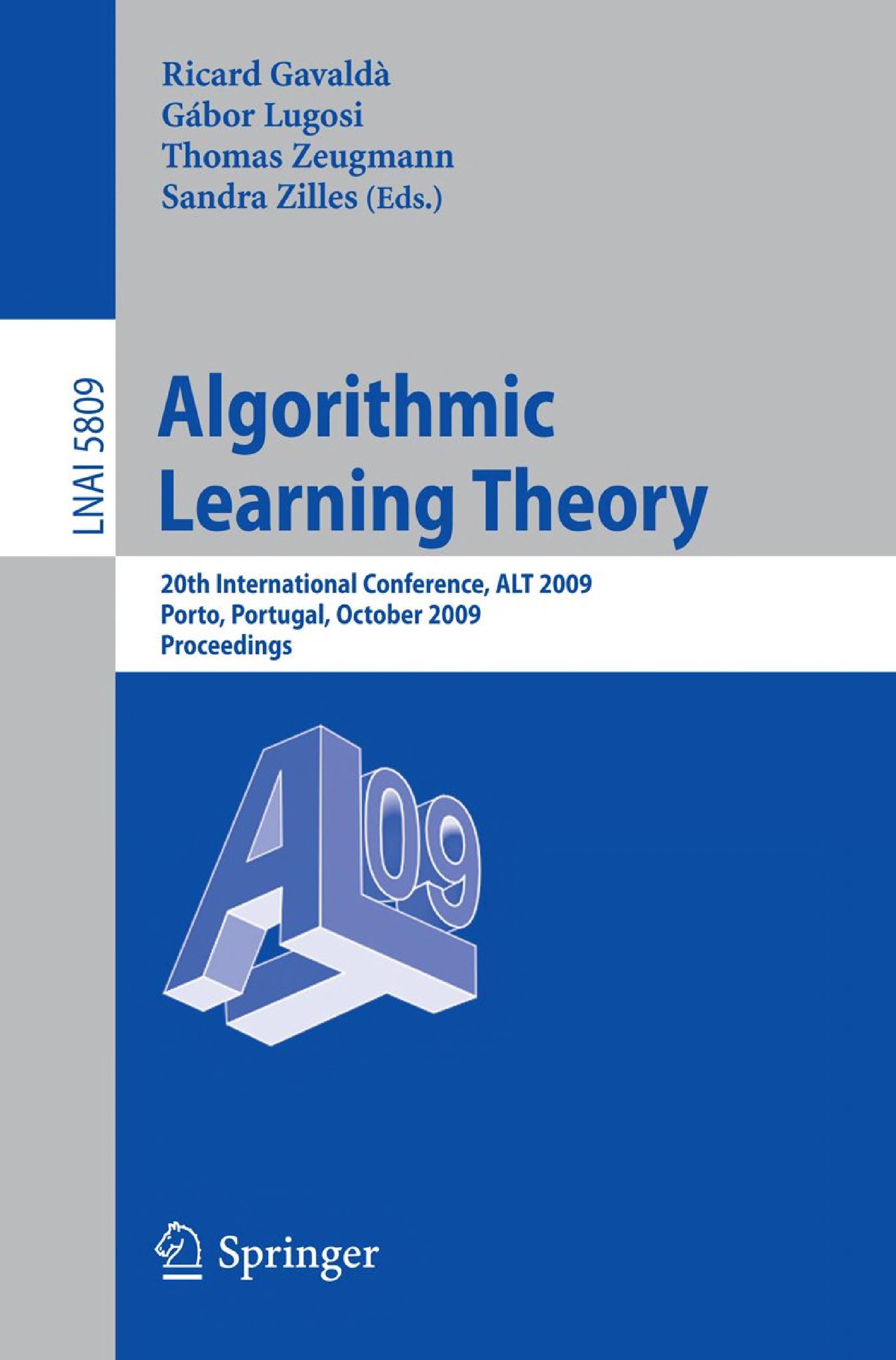 Algorithmic learning theory