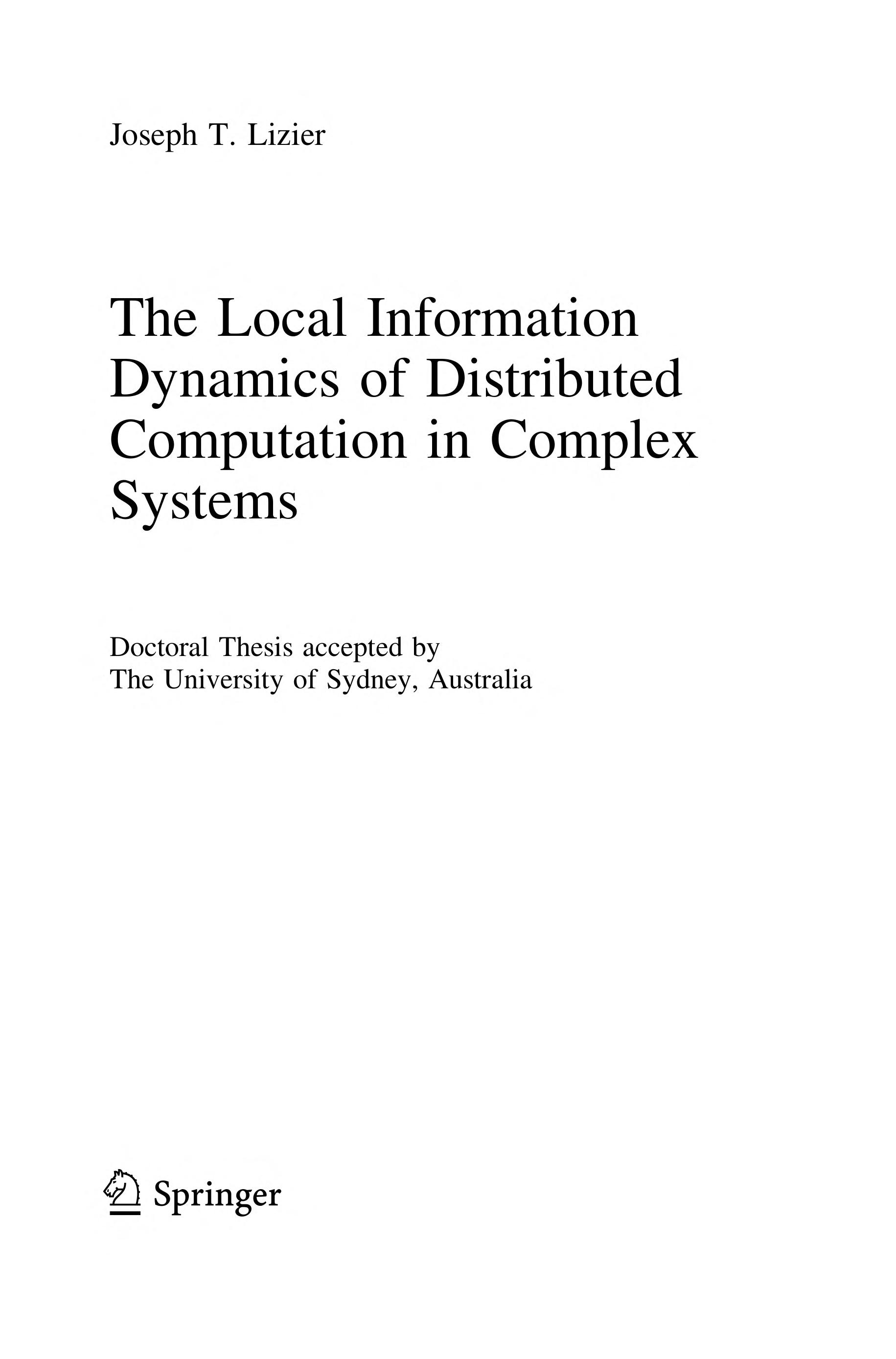 The Local Information Dynamics of Distributed Computation in Complex Systems