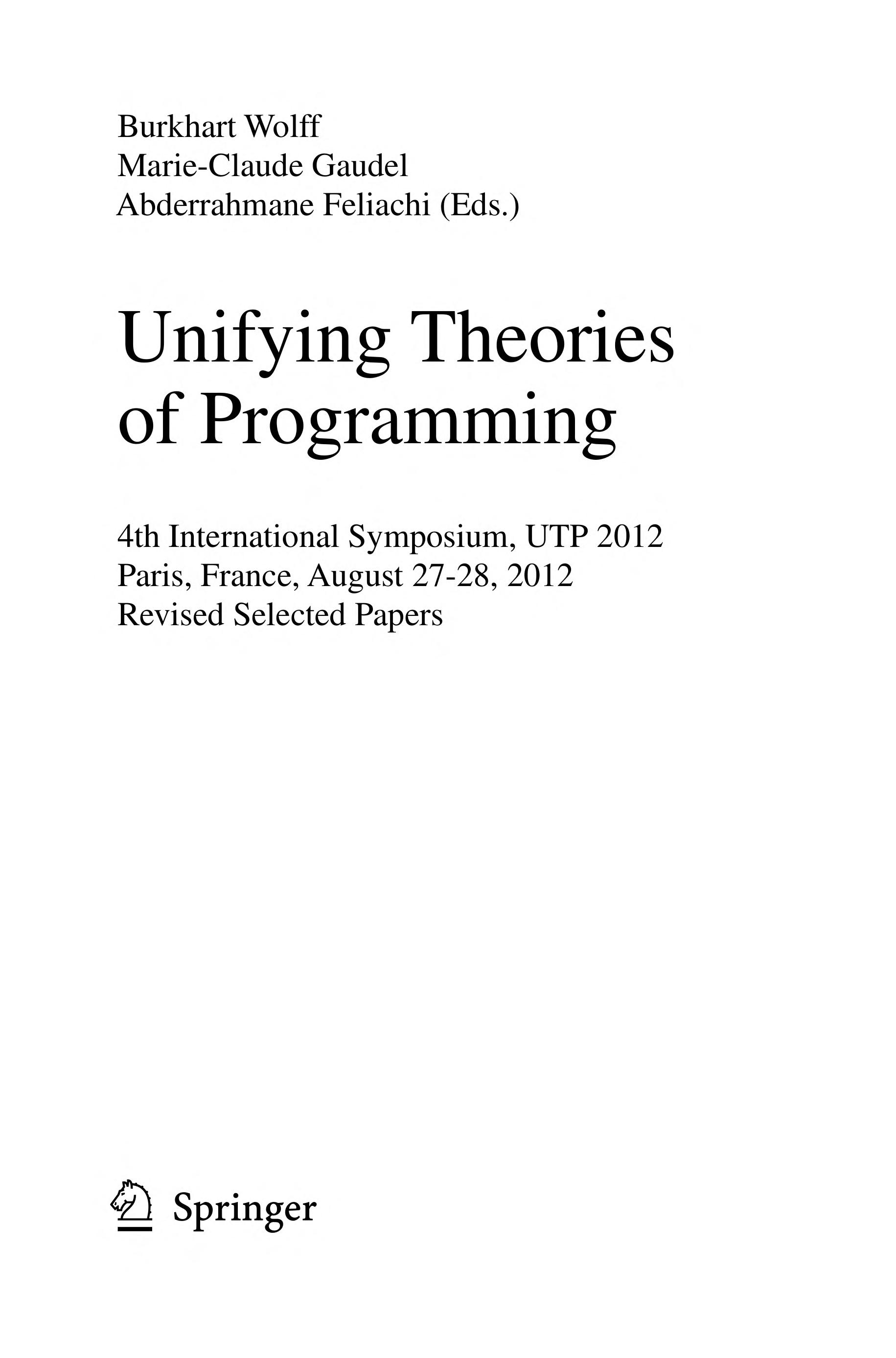Unifying Theories of Programming