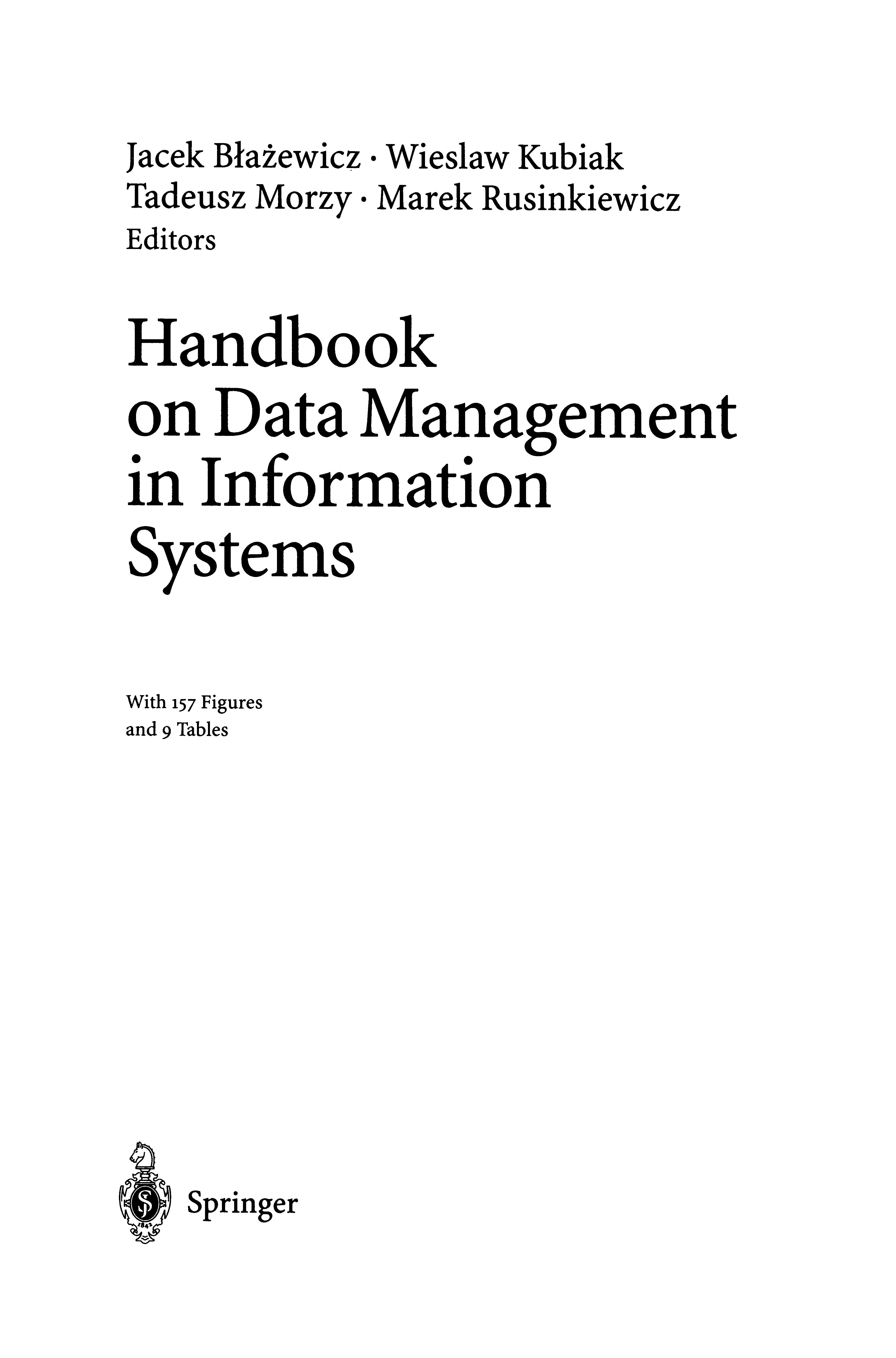 Handbook On Data Management In Information Systems