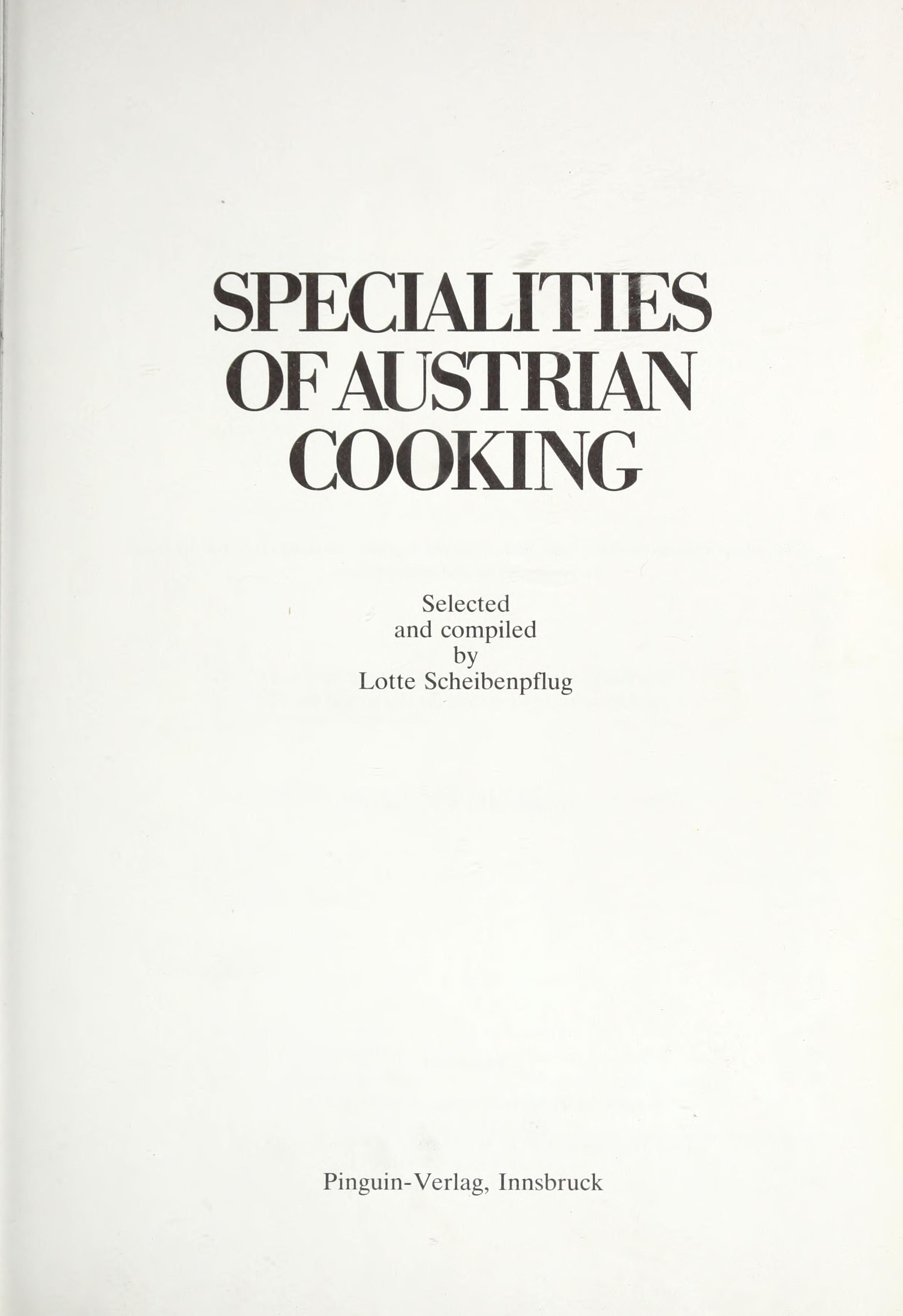 Specialities Of Austrian Cooking