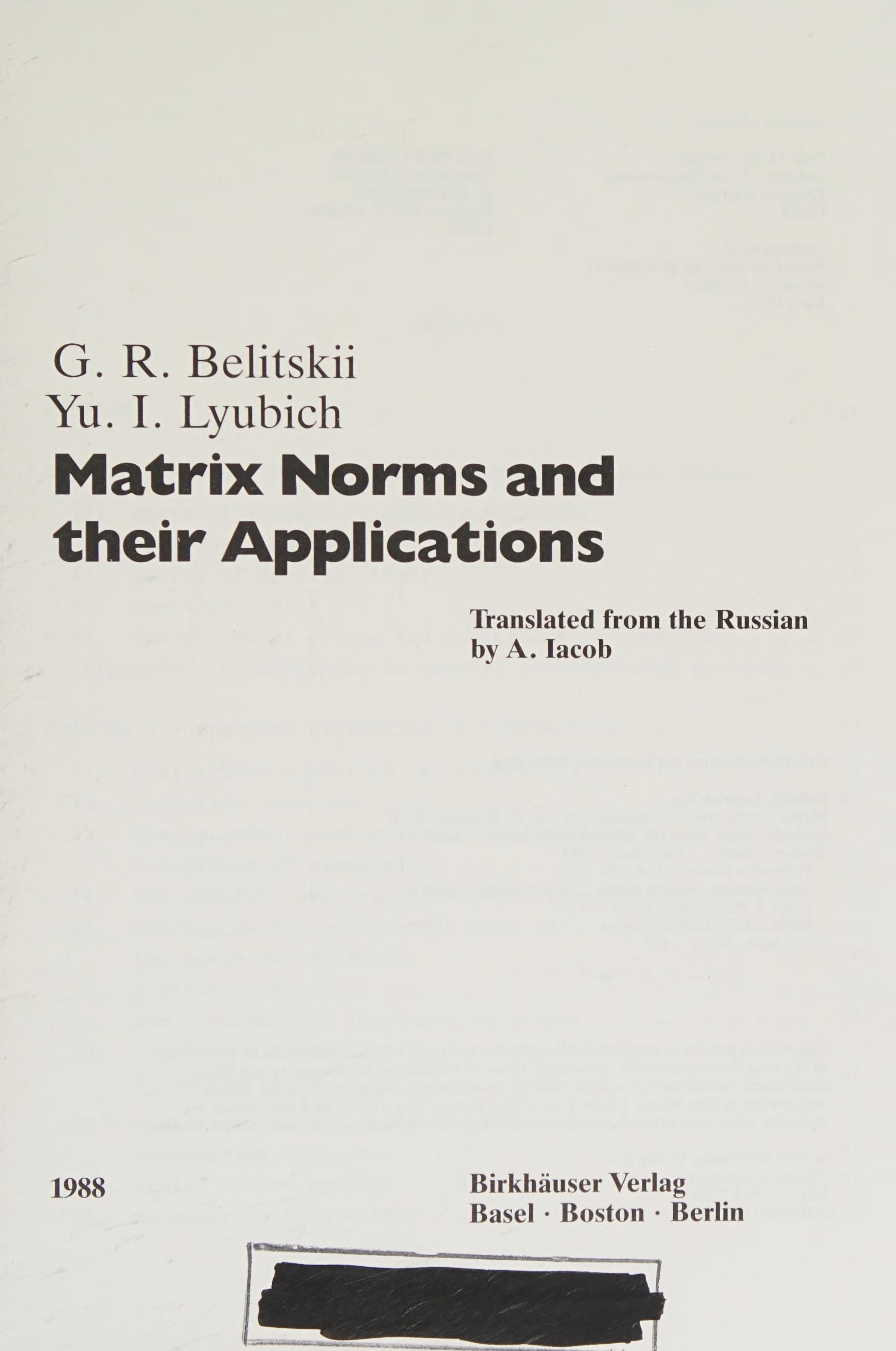 Matrix Norms And Their Applications
