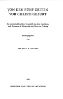 Von Den Fünf Zeiten Vor Christi Geburt