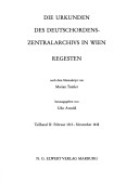 Die Urkunden des Deutschordenszentralarchivs in Wien. Regesten. Teilband I