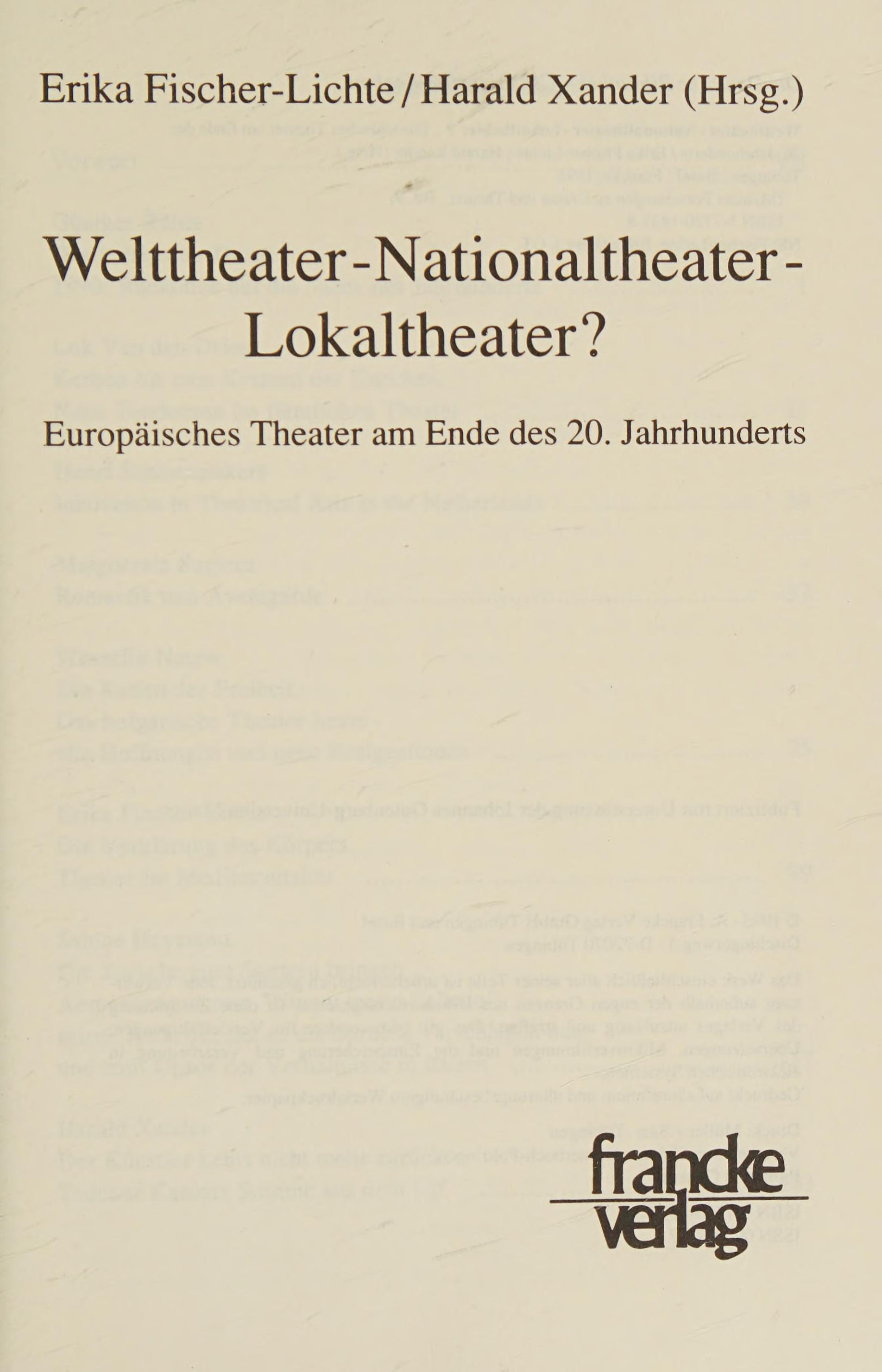Welttheater-Nationaltheater-Lokaltheater?