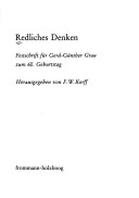 Redliches Denken: Festschrift Für Gerd-Günther Grau Zum 60. Geburtstag