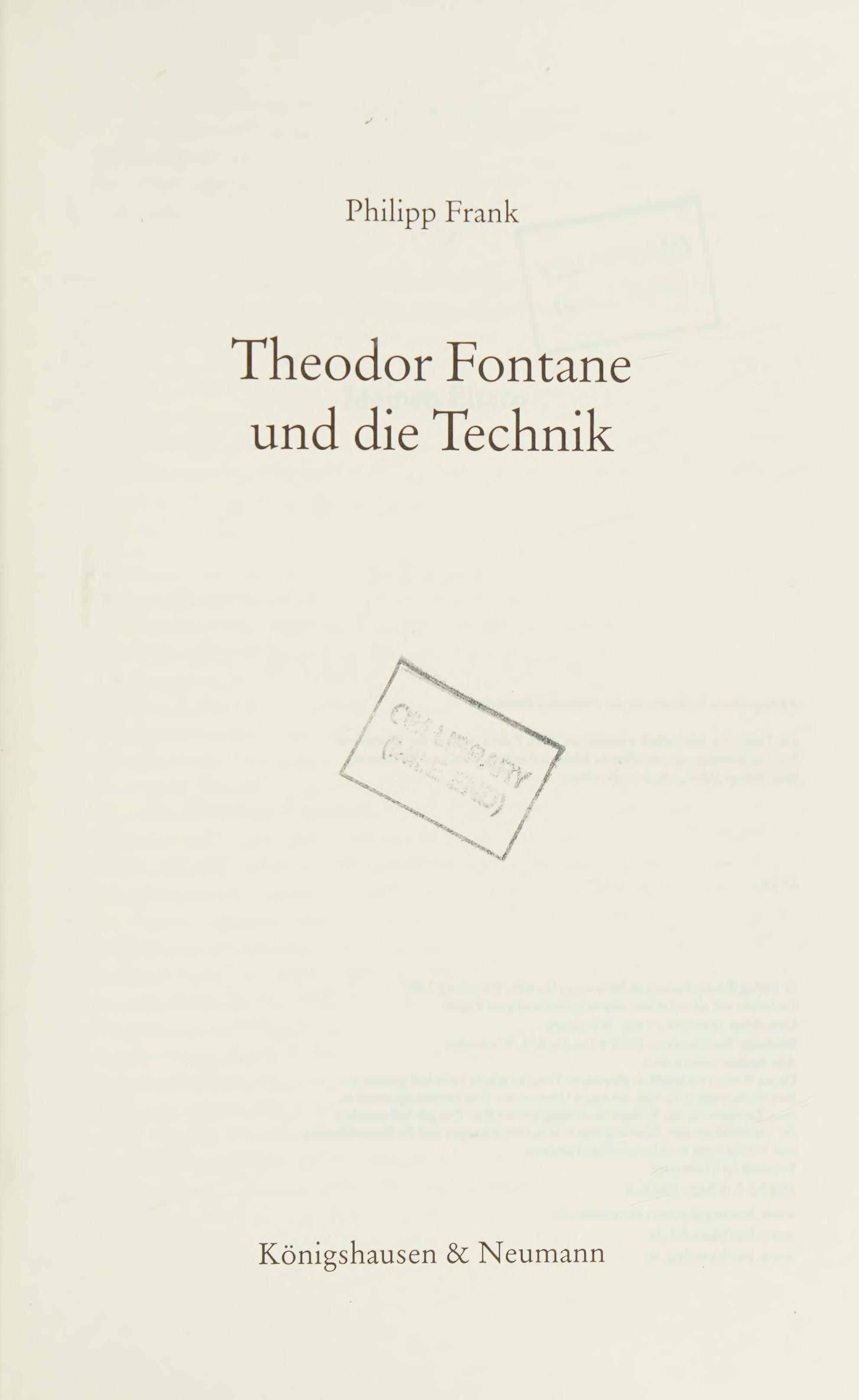 Theodor Fontane Und Die Technik