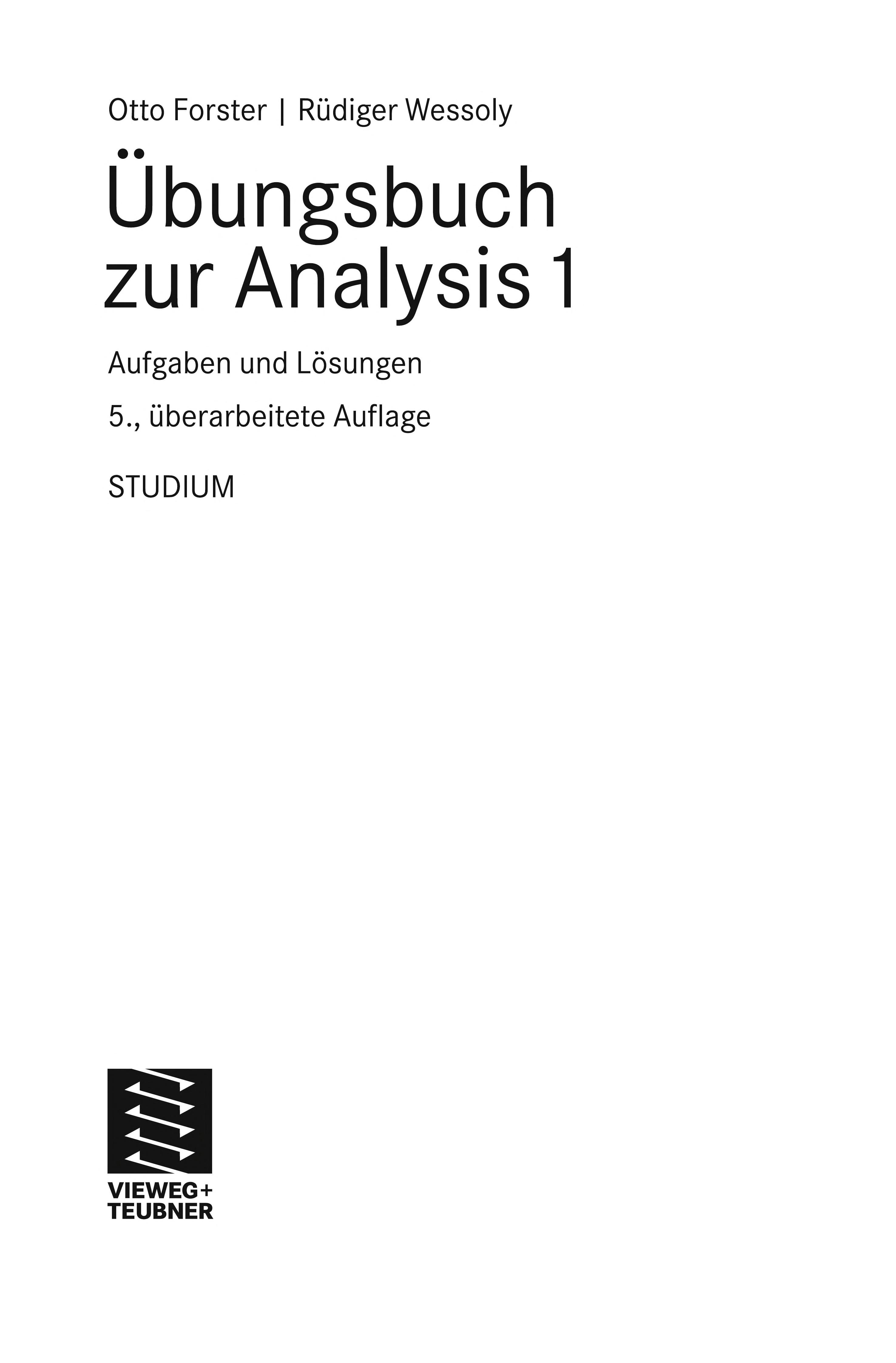 Ubungsbuch zur Analysis ...