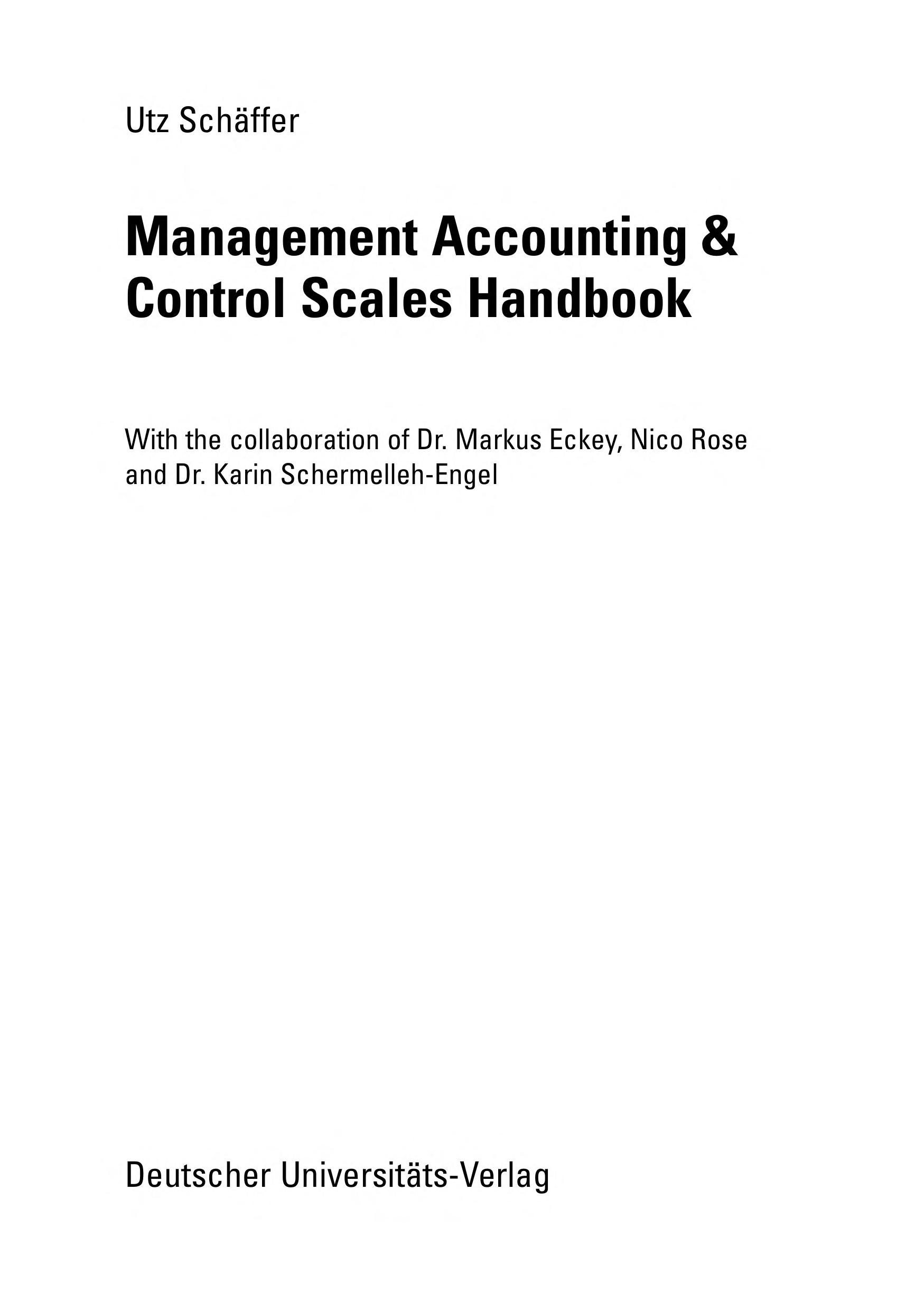 Management Accounting & Control Scales Handbook