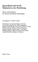 Deutschland Und Israel, Solidarität in Der Bewährung