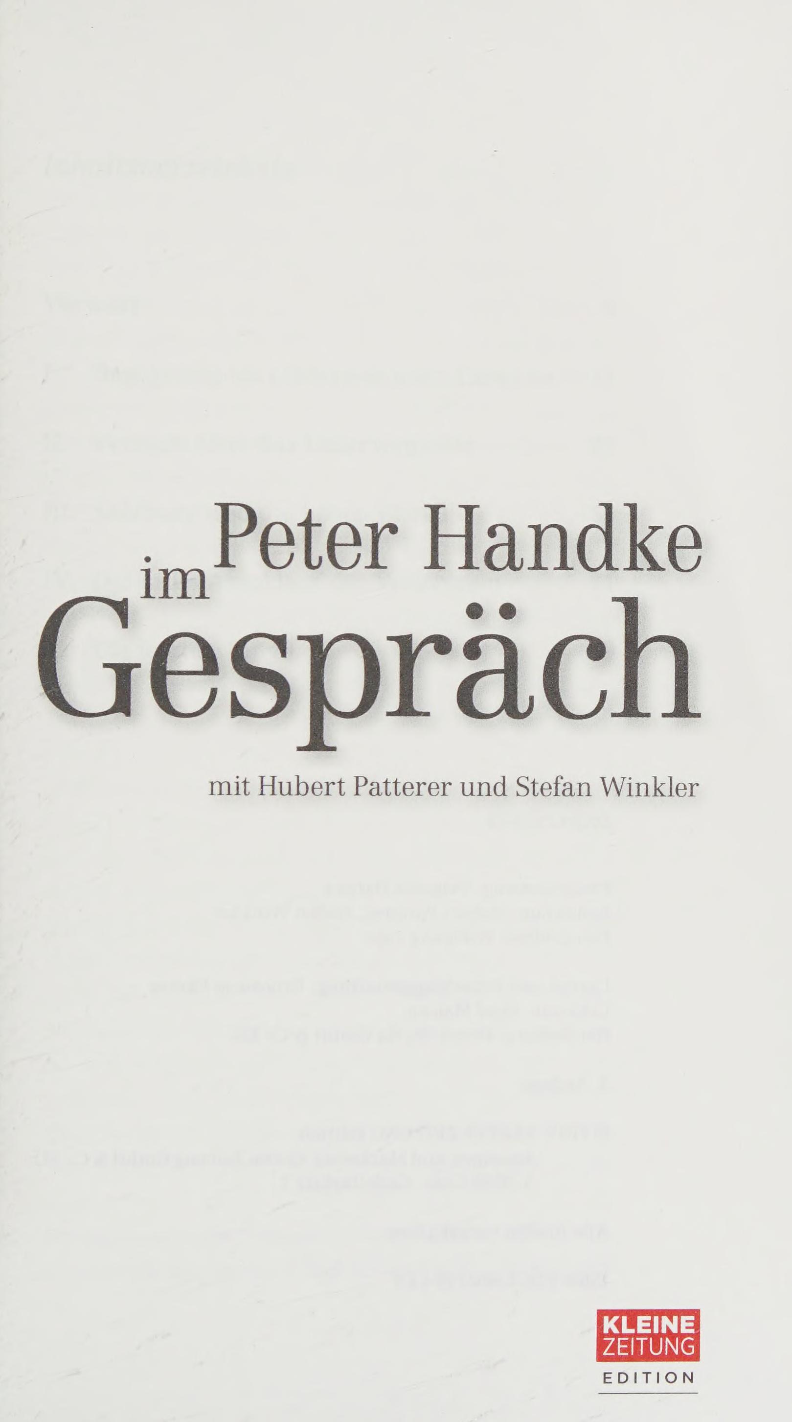 Peter Handke Im GesprÃƒÂ¤Ch