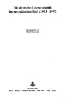 Die Deutsche Literaturekritik Im Europischen Exil 1933 1940 Jahrbuch fur internationale Germanistik