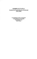 Simpliciana Schriften de Grimmelshausen Gesellschaft XXII