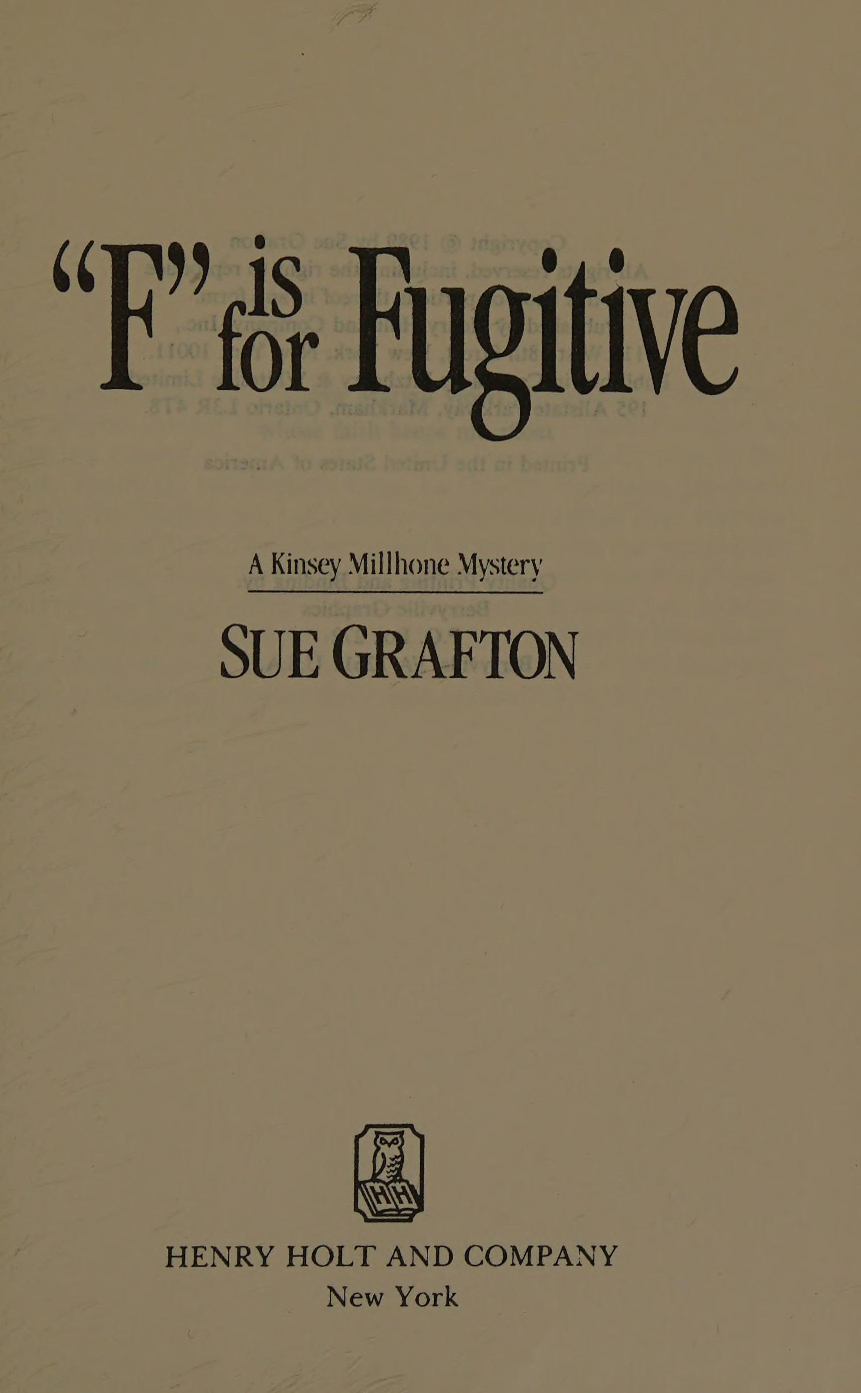 Tōbōsha No F by Sue Grafton, ISBN 9784150763565