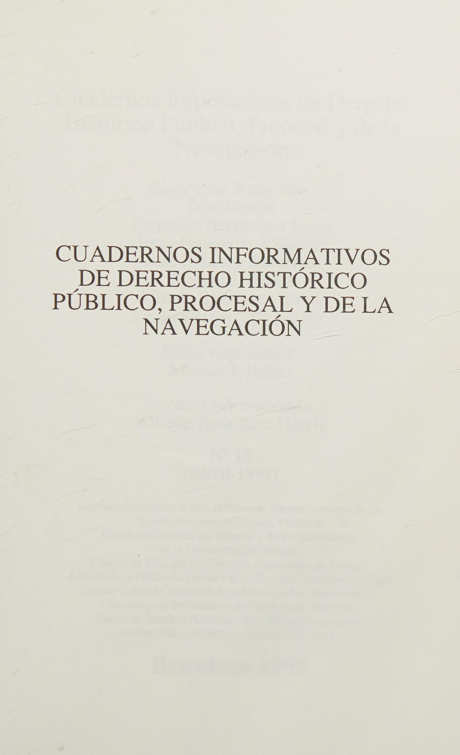 Cuadernos Informativos De Derecho Histórico Público, Procesal Y De La Navegación