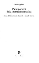 Paralipomeni Della Batracomiomachia