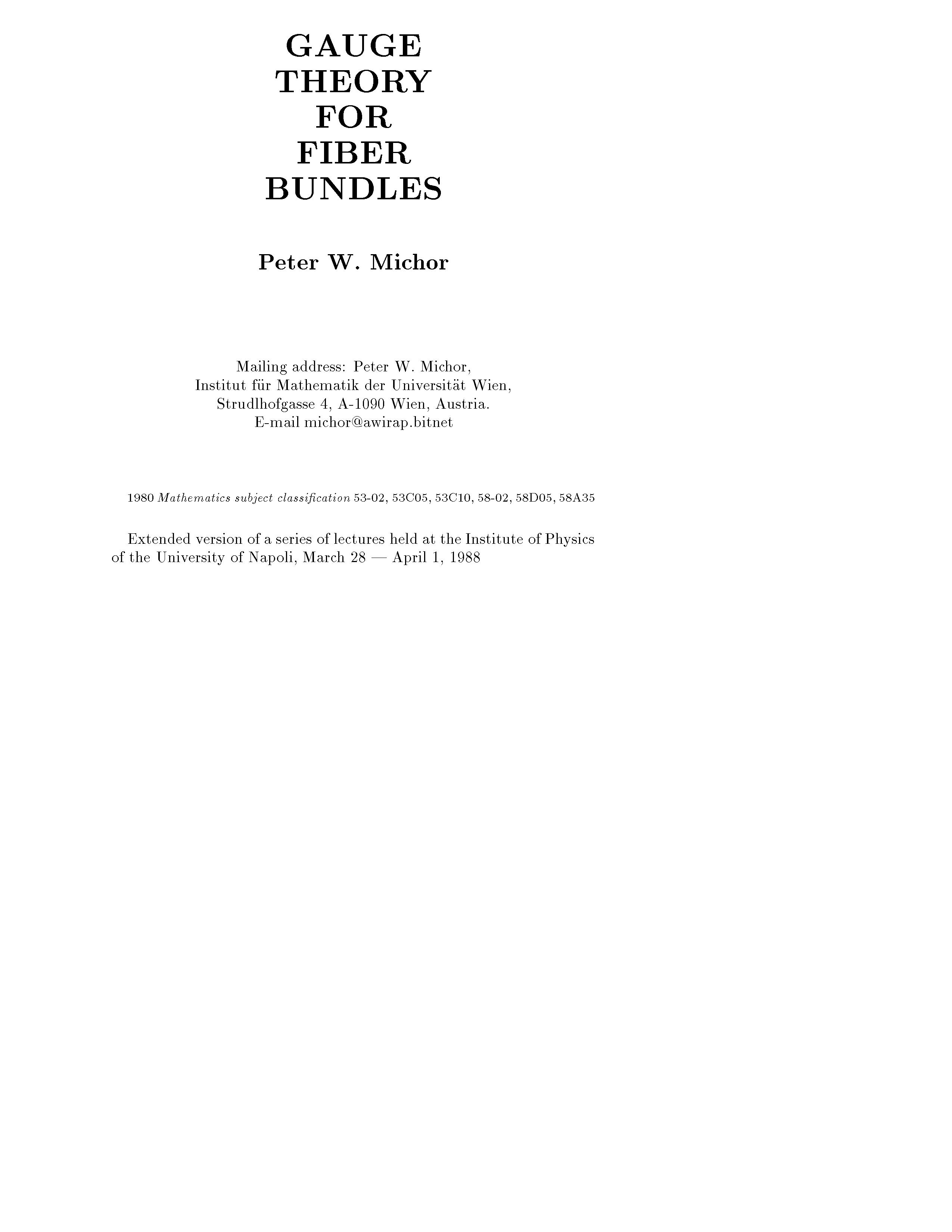 Gauge Theory for Fiber Bundles