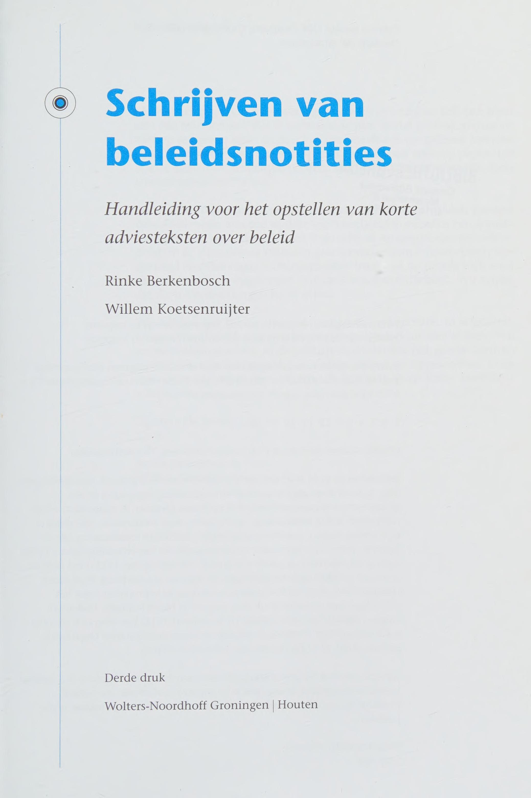 Schrijven van Beleidsnotities