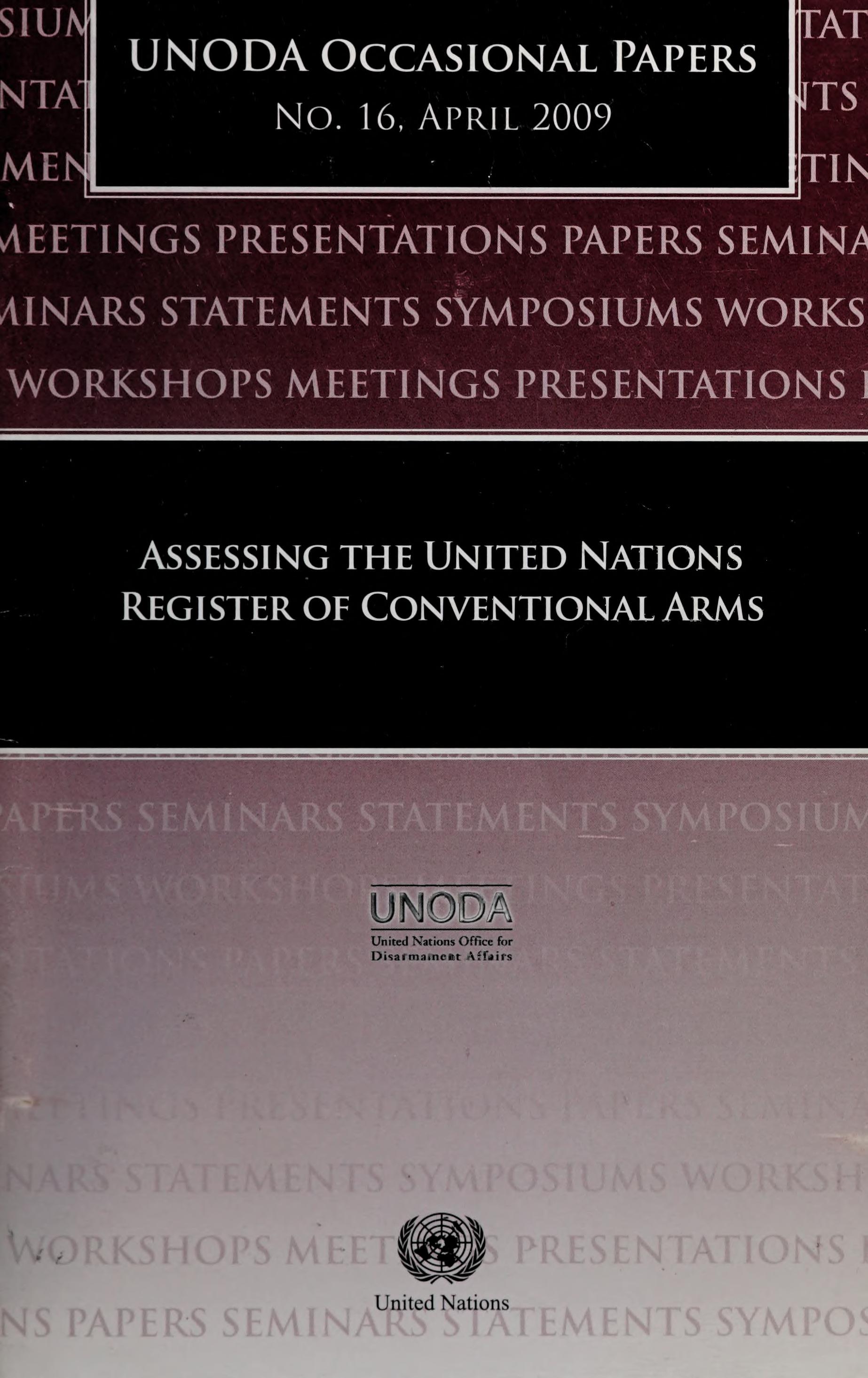 Oda Occasional Papers: Assessing The United Nations Register Of Conventional Arms