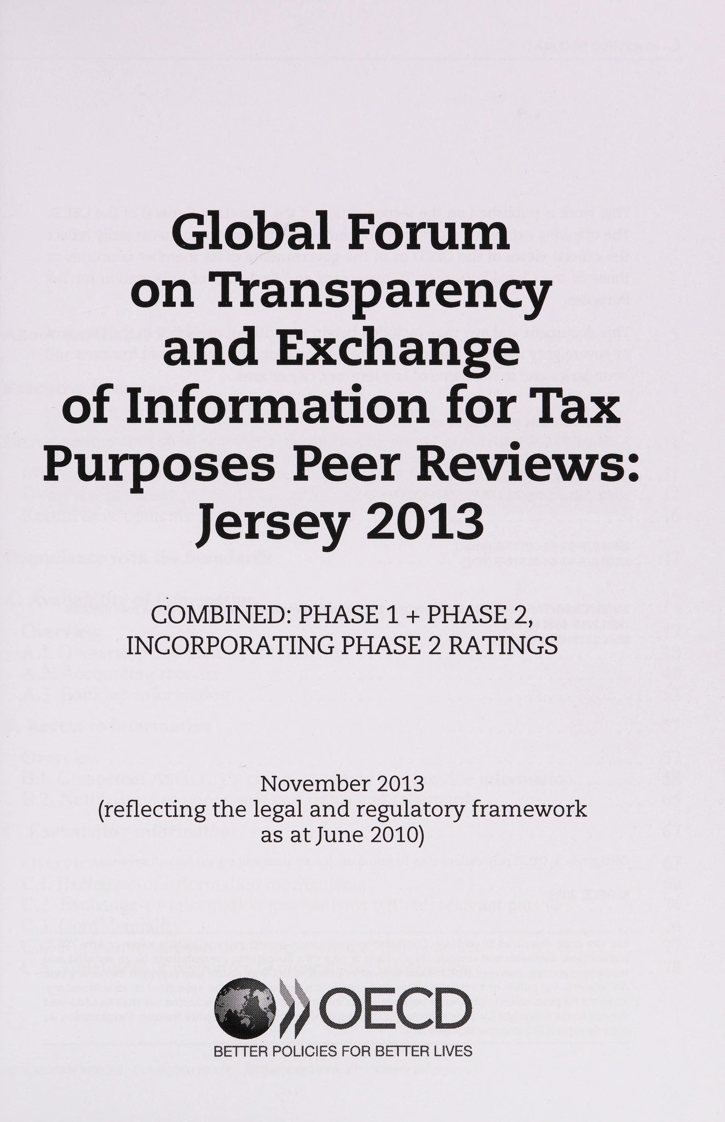 Global Forum on Transparency and Exchange of Information for Tax Purposes Peer Reviews