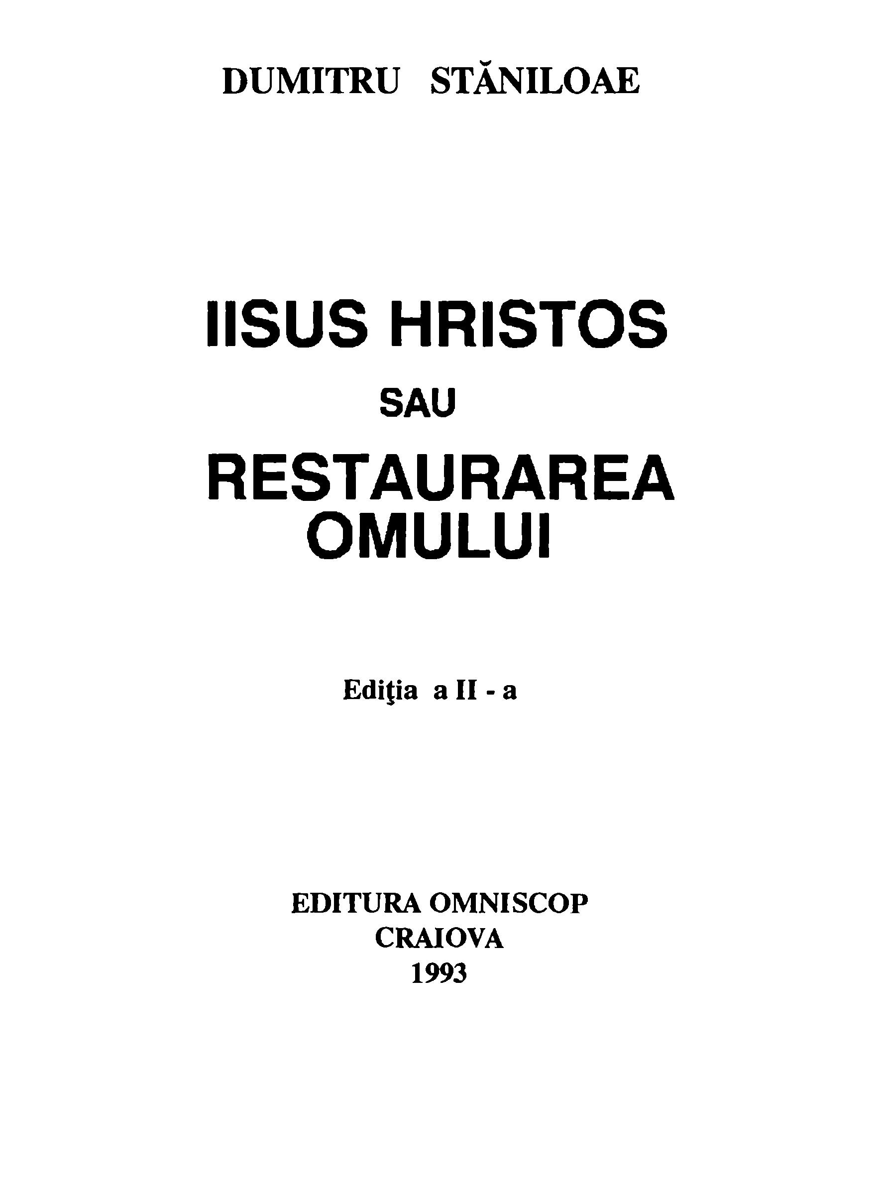 Iisus Hristos Sau Restaurarea Omului