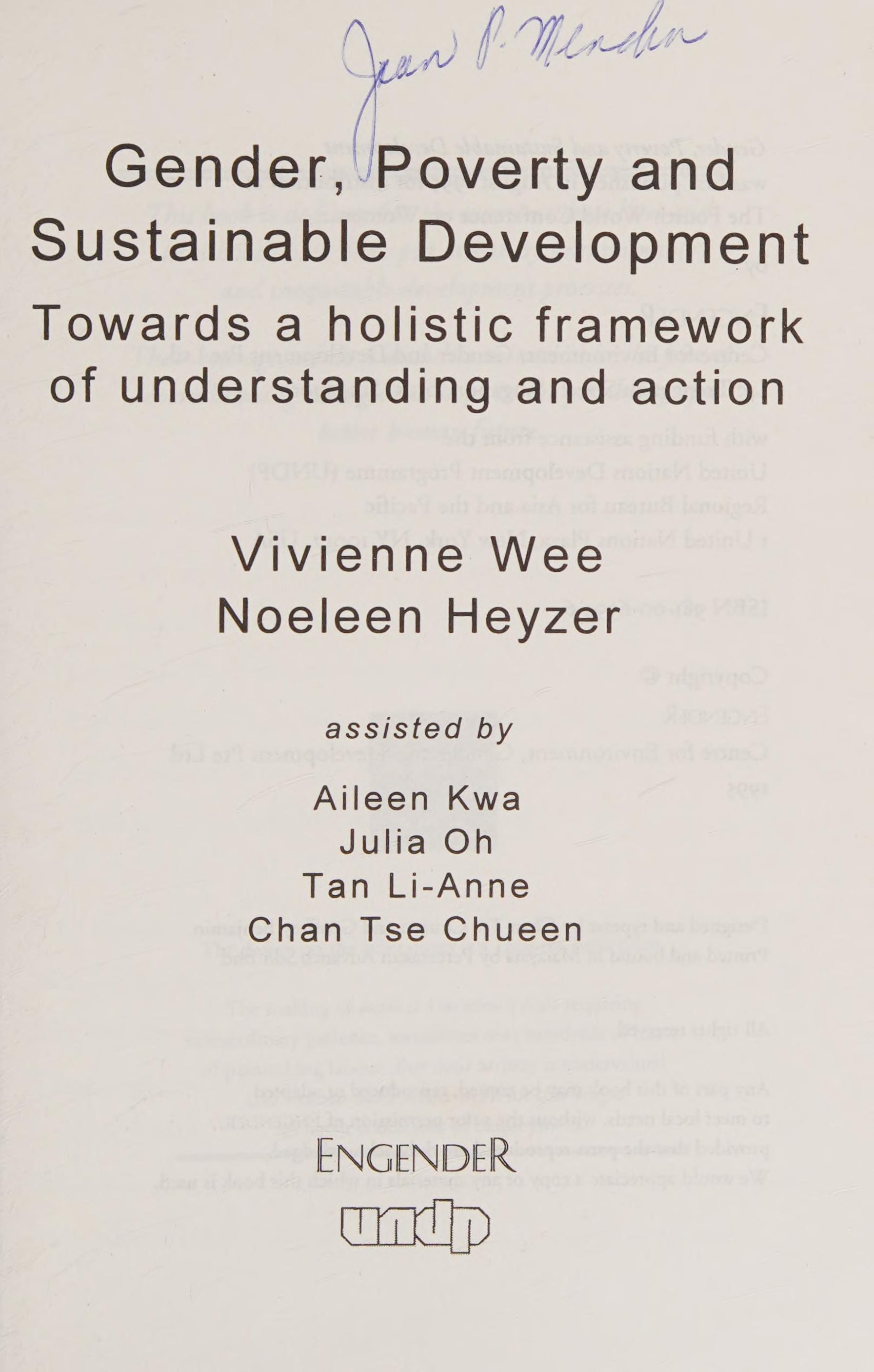 Gender Poverty & Sustainable Development