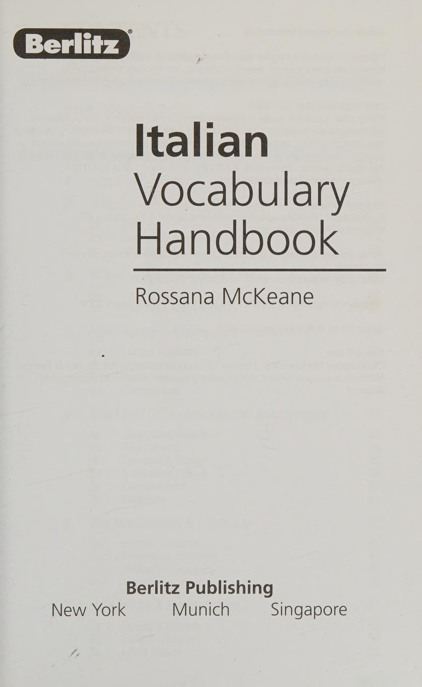 Berlitz Vocabulary Handbook Italian
