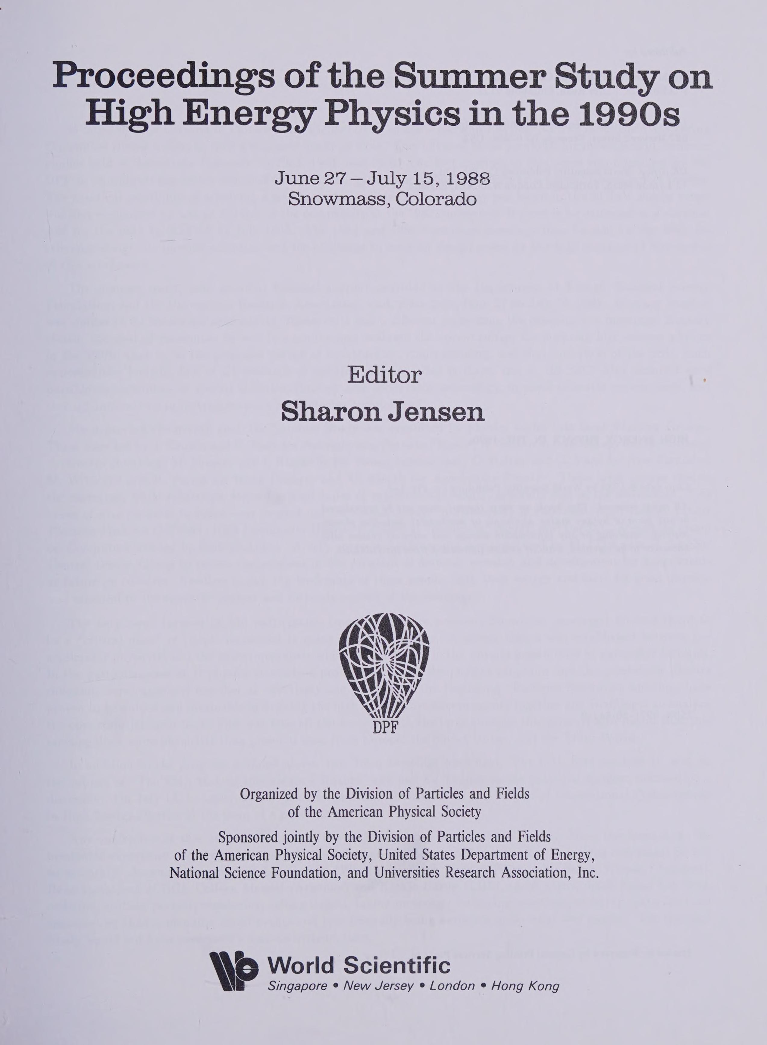 High Energy Physics in the 1990s